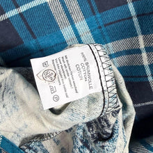 Load image into Gallery viewer, Quattro Amici Mens M Blue Plaid Check Flannel Shirt Tartan Lumberjack Grunge Longline
