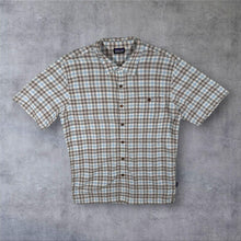 Load image into Gallery viewer, Patagonia Organic Cotton Gauze Shirt Mens Blue Grey Plaid Check Short Sleeve
