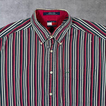 Load image into Gallery viewer, Vintage Tommy Hilfiger Mini Crest Logo Multi Striped Short Sleeve Button-Down Cotton Shirt

