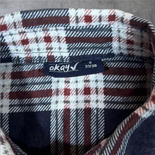 Load image into Gallery viewer, Vintage Okay Red Navy White Plaid Check Long Sleeve Cotton Flannel Shirt
