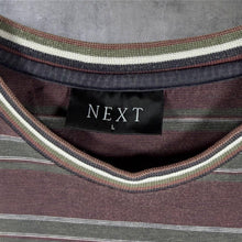 Load image into Gallery viewer, Vintage NEXT T Shirt Mens Large Burgundy Green Striped Retro Cotton Tee L
