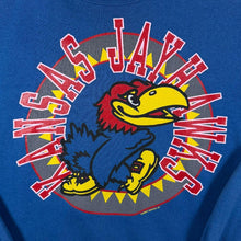 Load image into Gallery viewer, Vintage Santee NCAA Kansas Jayhawks College Graphic Blue Sweatshirt
