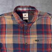 Load image into Gallery viewer, Early 00's Lee Navy Blue Red Multi Check Long Sleeve Cotton Button-Down Shirt
