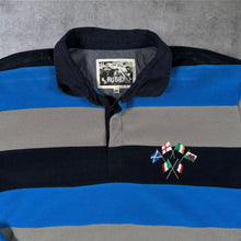 Load image into Gallery viewer, Cotton Traders Rugby Embroidered Mini Logo Striped Collared Fleece Sweatshirt
