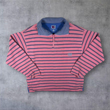 Load image into Gallery viewer, Vintage Deal Washed Red Blue Striped Cotton 1/4 Zip Pullover Sweatshirt
