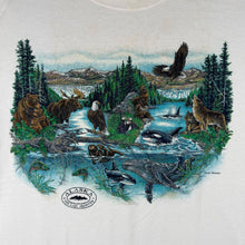 Load image into Gallery viewer, Vintage Alaska Wildlife White T Shirt Anvil M Prairie Mountain Last Frontier USA
