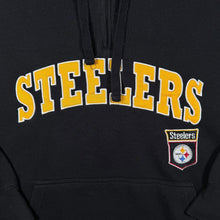 Load image into Gallery viewer, NFL Pittsburgh Steelers Embroidered Spellout Football 1/4 Zip Black Hoodie
