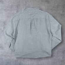 Load image into Gallery viewer, Wrangler "Regular" Blue White Striped Long Sleeve Linen Cotton Shirt
