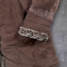 Load image into Gallery viewer, Dennis Basso Genuine Suede Leather Faux Fur Lined Hooded Coat Brown L Y2K
