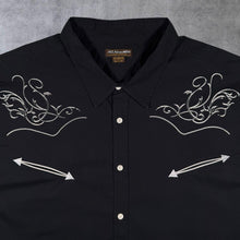 Load image into Gallery viewer, Atlas For Men Cowboy Western Filigree Pattern Black Cotton Long Sleeve Shirt
