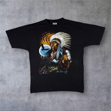 Load image into Gallery viewer, Vintage 90s Zip It London Native American Buffalo Eagle T Shirt Black L Wildlife
