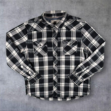 Load image into Gallery viewer, Roebuck &amp; Co Mens XL Western Shirt Black Plaid Pearl Snap Cowboy Rockabilly

