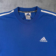 Load image into Gallery viewer, Vintage Adidas Three Stripe Embroidered Mini Logo Blue Short Sleeve T-Shirt
