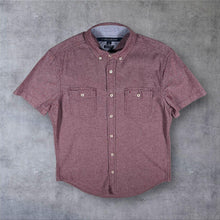 Load image into Gallery viewer, Tommy Hilfiger Mens Shirt M Burgundy Custom Fit Short Sleeve Double Pocket
