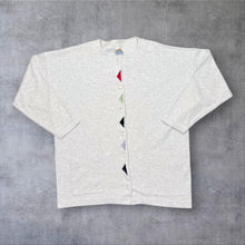 Load image into Gallery viewer, Vintage 80s Sweateria Cardigan Womens Large Grey Geometric Triangle Retro
