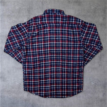 Load image into Gallery viewer, Vintage Pradizo Navy Blue Red Plaid Check Long Sleeve Cotton Flannel Shirt
