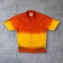Load image into Gallery viewer, Early 00's Freewear Surf Goth Y2K tribal Motif Orange Yellow Short Sleeve Shirt
