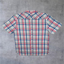 Load image into Gallery viewer, Fred Perry White Blue Multi Check Cotton Short Sleeve Button-Down Shirt
