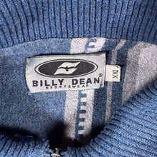 Load image into Gallery viewer, Vintage 90s Billy Dean Quarter Zip Polo Shirt XXL XL Blue Grey Striped Collared
