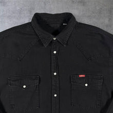 Load image into Gallery viewer, Vintage Lee Black Western Shirt Pearl Snap Cowboy Denim Twin Pocket
