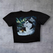 Load image into Gallery viewer, Y2K Rock Eagle Siberian Husky T Shirt Large Double Sided Wolf Graphic Vintage
