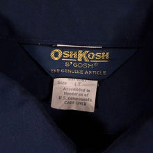 Load image into Gallery viewer, Vintage OshKosh B'Gosh Work Shirt LT Large Tall Navy Snap Front Workwear

