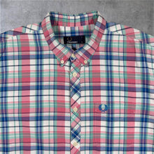 Load image into Gallery viewer, Fred Perry White Blue Multi Check Cotton Short Sleeve Button-Down Shirt
