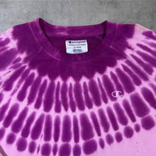 Load image into Gallery viewer, Champion Classic Embroidered Mini Logo Purple Tie Dye Crewneck Sweatshirt

