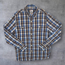 Load image into Gallery viewer, Levi's "Original Workshirt" Brown Blue Plaid Check Long Sleeve Flannel Cotton Shirt
