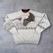Load image into Gallery viewer, Vintage 1994 Artisans Janelle Thompson Bald Eagle AOP Sweatshirt 90s USA XL
