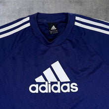 Load image into Gallery viewer, Adidas Three Stripe Big Logo Navy Blue Short Sleeve Polyester Sports T-Shirt
