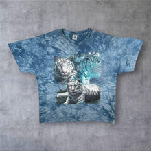 Load image into Gallery viewer, Vintage Delta Pro Weight Tiger Animal Wildlife Graphic Blue Tie Dye T-Shirt

