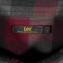 Load image into Gallery viewer, Lee Western Shirt Mens L Burgundy Plaid Check Pearl Snap Cowboy Workwear
