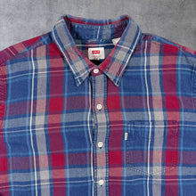 Load image into Gallery viewer, Levi's White Tab Blue Red Plaid Check Long Sleeve Cotton Shirt
