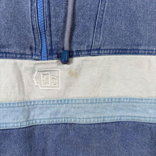 Load image into Gallery viewer, Vintage DEAL Washed Blue White Colour Block 1/4 Zip Hooded Smock Sweatshirt
