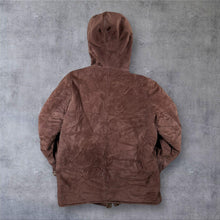 Load image into Gallery viewer, Dennis Basso Genuine Suede Leather Faux Fur Lined Hooded Coat Brown L Y2K
