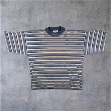 Load image into Gallery viewer, Vintage 90's The Sweater Shop Embroidered Collar Spellout Striped Cotton T-Shirt
