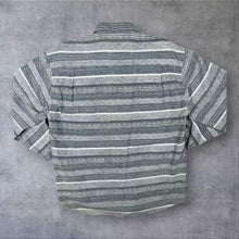 Load image into Gallery viewer, Vintage Commander Grey White Multi Striped Long Sleeve Cotton Flannel Shirt

