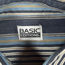 Load image into Gallery viewer, Vintage 90s Basic Editions Striped Shirt Mens Blue Boxy Y2K Skater
