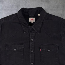 Load image into Gallery viewer, Levi's Red Tab Cowboy Western Popper Button Black Cotton Long Sleeve Shirt
