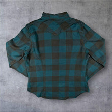 Load image into Gallery viewer, Levi's Western Shirt Women's M Green Black Buffalo Check Pearl Snap Tailored Fit
