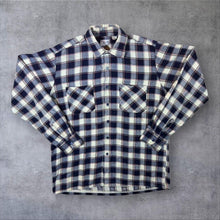 Load image into Gallery viewer, Vintage Friendship Navy White Red Plaid Check Long Sleeve Flannel Shirt
