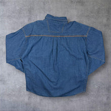 Load image into Gallery viewer, Vintage Canda C&amp;A Cowboy Western Aztec Panel Blue Denim Long Sleeve Shirt
