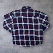 Load image into Gallery viewer, Vintage Cotton Country Club Burgundy Navy Plaid Check Long Sleeve Cotton Flannel Shirt
