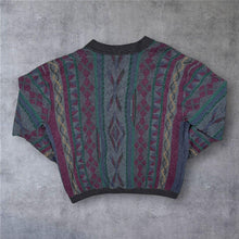 Load image into Gallery viewer, Vintage Bache Cardigan L XL Geometric Wool Blend Germany 80s 90s Grandpa Knit
