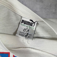 Load image into Gallery viewer, Vintage 90s PUMA Big Logo Single Stitch T Shirt Large Made in UK White Retro
