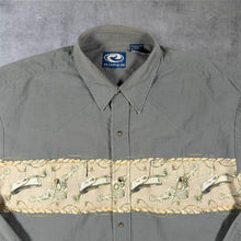 Load image into Gallery viewer, Vintage Roper Cowboy Western Patterned Grey Cotton Long Sleeve Popper Shirt
