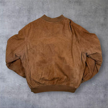 Load image into Gallery viewer, Vintage 90's Classic Brown Suede Leather Zip Bomber Jacket
