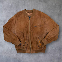 Load image into Gallery viewer, Vintage 90's Classic Brown Suede Leather Zip Bomber Jacket
