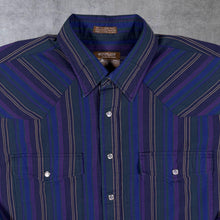 Load image into Gallery viewer, Vintage Outlaw Western Wear Cowboy Multi Striped Long Sleeve Popper Shirt
